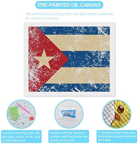 Kits de pintura de diamante de bandeira retro de Cuba 5d DIY Full Drill Frill Rhinestone Arts Decoração de parede para adultos 16 x20
