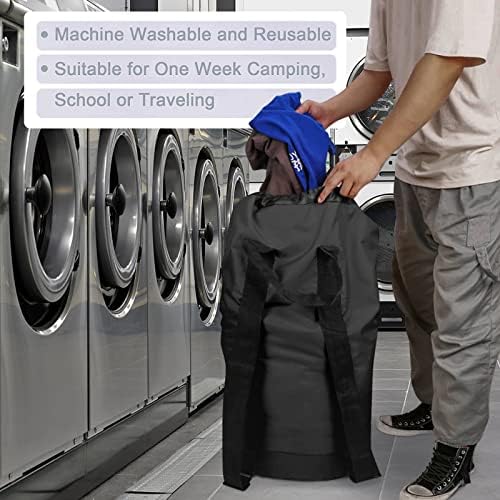 Bolsa de lavanderia de mochila atualizada, mochila de lavanderia com alças e bolso de malha de malha Durável Backpack