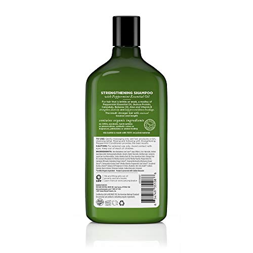 Avalon Organics fortalecendo o shampoo de hortelã -pimenta, 11 onças.