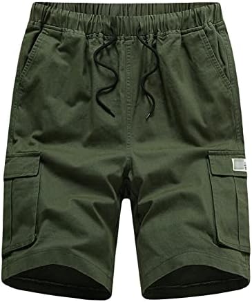 Shorts de carga elástica da cintura masculina relaxada FIT Casual Casual Curto ao ar livre Multi Pockets Summer Summer Short calças