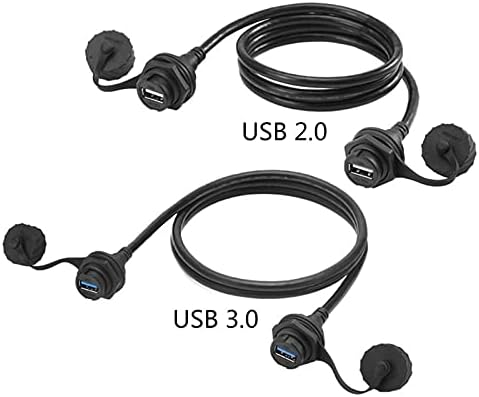 Conectores USB 2.0 3.0 soquete fêmea a fêmea 2 Ends Ends67 Painel à prova d'água Montagem do conector Cord 1m 3ft M17F -