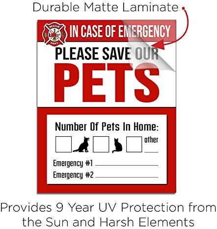 É um adesivo de resgate para animais de estimação para animais de estimação Segurança de incêndio - adesivo de janela - salvar nossos animais de estimação decalque de janela de animais de emergência - cão gato pet durável laminado 4x5-4 pacote