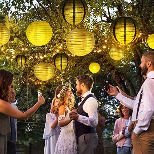 Hausprofi Paper Lanterns Decorativa, 6 8 10 12 Lanternas de papel com luzes Black Gold Party Supplies para formatura do casamento
