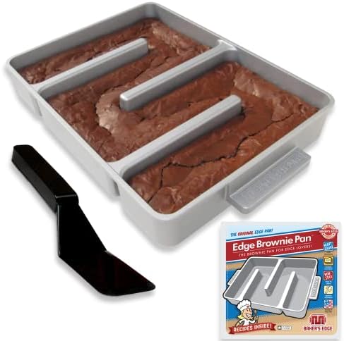 Pan Brownie de Baker's Edge - The Original - All Bords Brownie Pan para assar | Revestimento antiaderente durável, construção de alumínio fundido de bitola pesada | Assar retangular de 9 ”x12” - fabricado nos EUA