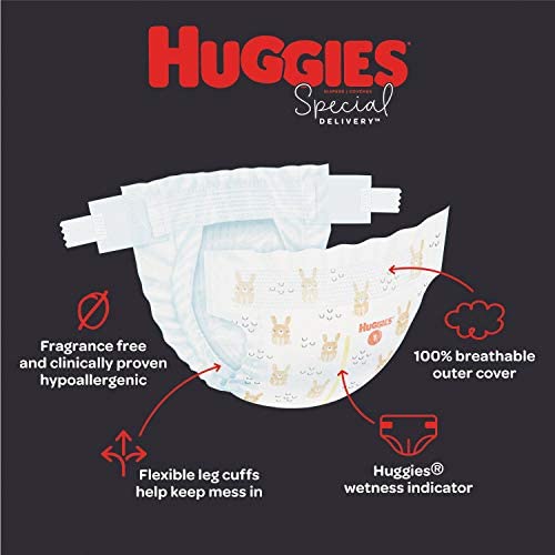 Bacaco de fraldas e lenços de bebê: fraldas de entrega especiais do Huggies Tamanho 1, e lenços de fralda de bebê de entrega especial,