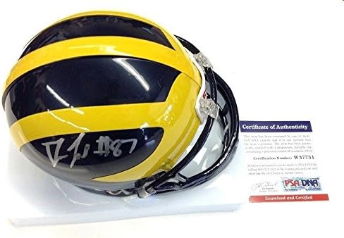 Devin Funchess assinou Michigan Wolverines Mini capacete PSA/DNA W37732 - Mini capacetes da faculdade autografados