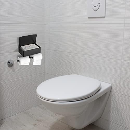 Suporte de papel higiênico com prateleira e armazenamento, suporte de papel de papel higiênico de montagem em parede e distribuidor de lençóis laváveis, ajuste para o banheiro de limpeza