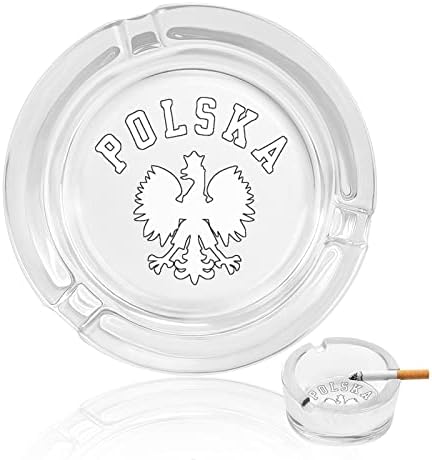 Polska Polish Country Pride Glass Ashtray para cigarros redondo bandeja de cinzas portátil portátil