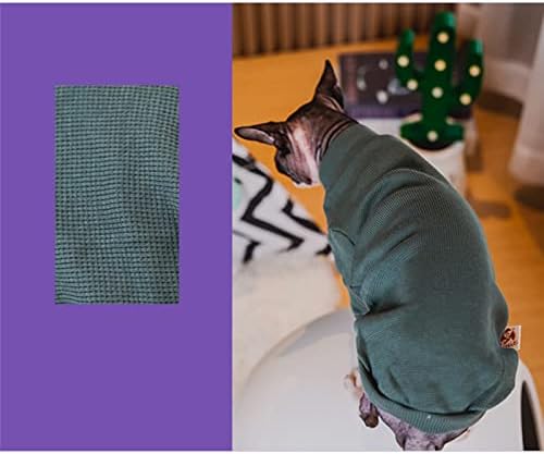 Sphynx Roupos de gato outono malha sólida waffle camisetas de elasticidade Roupa de gatinho de colarinho respirável