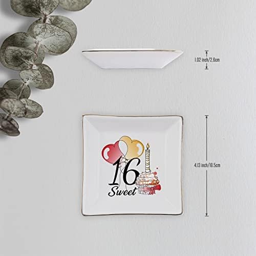 Dahoda Sweet 16 Cerâmica Dish Decorativa Bandeja de Jóias Presentes Personalizados de Aniversário Para sua filha Irmã sobrinha Amigos