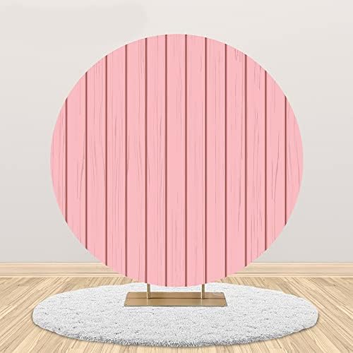 Cenário redondo de poliéster de 7,2 pés para fotografia rústica rosa tábuas de madeira rosa de aniversário chuveiro de noiva