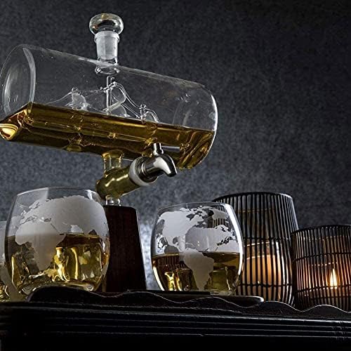 Whisky Decantador Whisky Decanter Vinho Decanter Copos de uísque Decantador Conjunto de 4 pedras de uísque e conjunto de