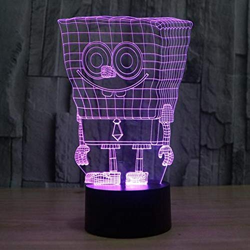 Lâmpada de Bob Esponja LED 3D Lâmpada de Bob Spon