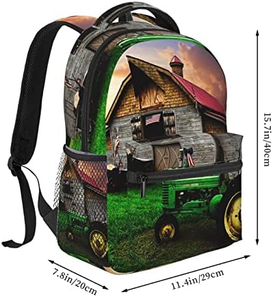 Backpack Old Tractor Photo Farm Lazer Mochila, Luz e Portátil:- Adequado para a escola, trabalho, férias de fim de semana, viagens, 7,8x11.4x15,7 polegadas