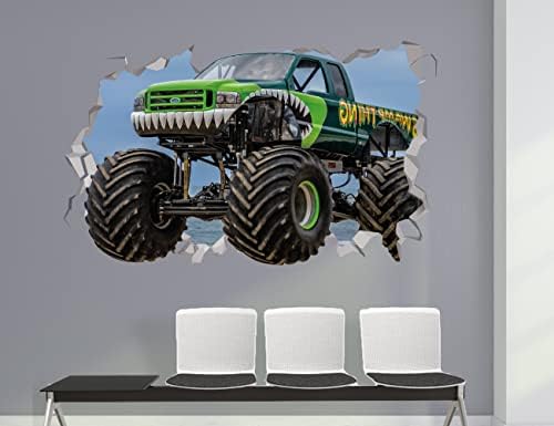 Decalques de parede de caminhão monstro - decoração de quarto de caminhão monstro para meninos - adesivos de caminhão