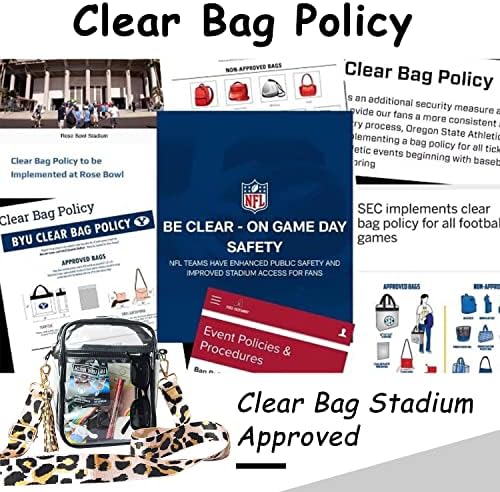Clear Bag Stadium aprovado, combine uma alça de ombro ajustável com estampa elegante, bolsa de mensagens de bolsa transversal clara e transparente