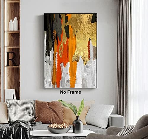 Laranja abstrato de tela arte de parede laranja e cinza pintura abstrata laranja preto dourado arte para decoração de