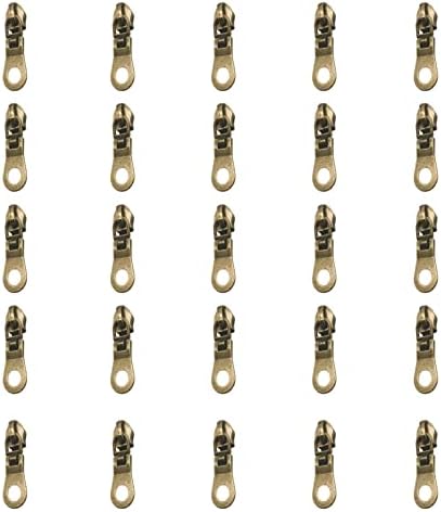 B.Y Elementos 25pcs Antigo Brass Zipper Pulls para Kit de Reparo com Zíper, Substituição de Pull com Zíper, 5 Sliders de Metal de Metal de Donut Metal para bolsas de bagagem de roupas