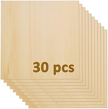 Ouyzgia 30 PCs Plywood Basswood Folhas 400x400x3mm 15,7 ”x15.7” x1/8 ”Folha de madeira inacabada para corte a laser com gravação de