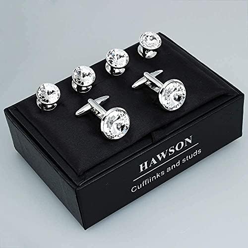 Hawson Cufflinks para homens com pregos de camisa de 4/6 PCs Conjunto, caixa de presente, jóias ou acessórios para homens para casamento, festa, aniversário, aniversário