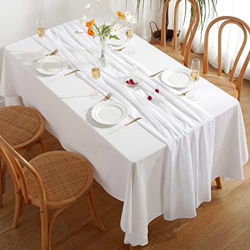 Corredor de mesa de chiffon branco para casamento - Runner de mesa branca, decoração de festa pura, corredores rústicos