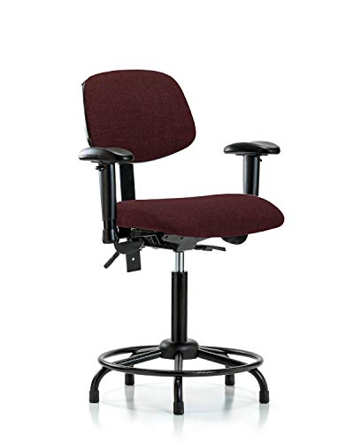 Labtech Seating LT42532 Cadeira de bancada média, tecido, base de tubo redondo -ararms, planídeos, Borgonha