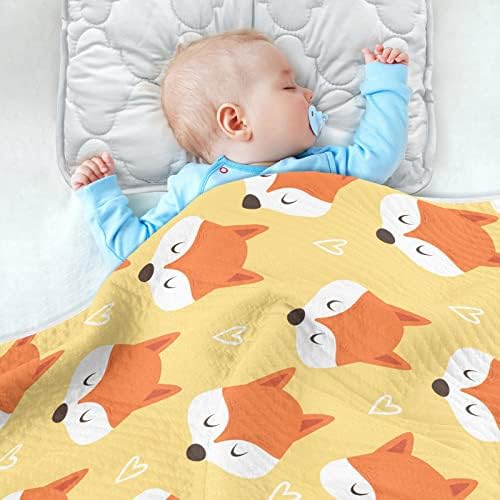 Ollabaky fox fox coração padrão cobertor para meninos meninas algodão arremesso de cobertor cobertor para carrinho de berço Gerçário recebendo cobertor infantil infantil unisex 30 x40