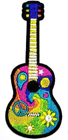 Kleenplus guitarra bordado ferro bordado em costura em patch artes guitarra paz amor anti no war hippie desenho animado adesivo de adesivos para roupas jeans jaquetas chapéus camisas de mochilas camisetas