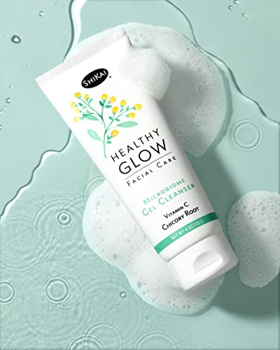 Shikai - Cleanser de gel de microbioma de brilho saudável - limpador facial nutritivo - protege a barreira da pele - com vitamina C, raiz de chicória, óleo de laranja