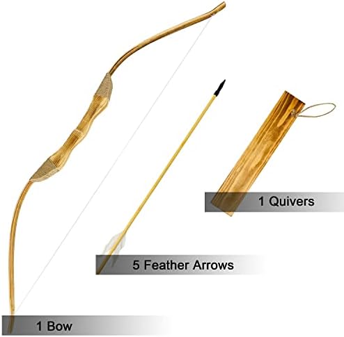 Arco e flecha para jovens para crianças, 40 polegadas de madeira de madeira de madeira e flechas flechas fleture
