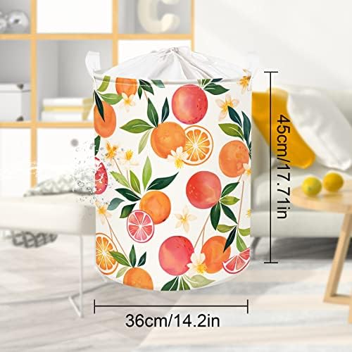 CLASTELELELELE 45L Cesta de lavanderia de toranja laranja com alça de lavanderia de verão colorida cesta de roupas redondas de roupas para quarto