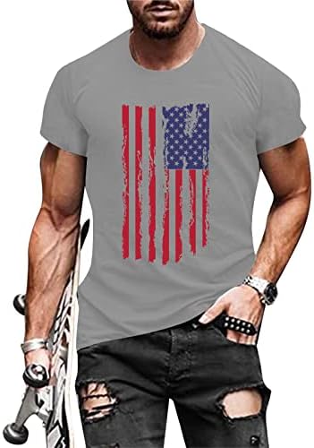 Gdjgta homens verão casual o pescoço bandeira impressa manga curta camiseta camiseta camisetas masculinas