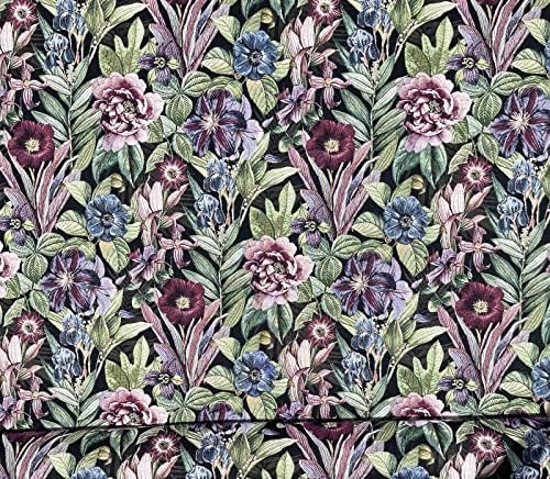 Noites de tecido floral Bloom Vendido pelo Yard Black Tapestry Sewing Material pelo padrão de flores do medidor para almofadas