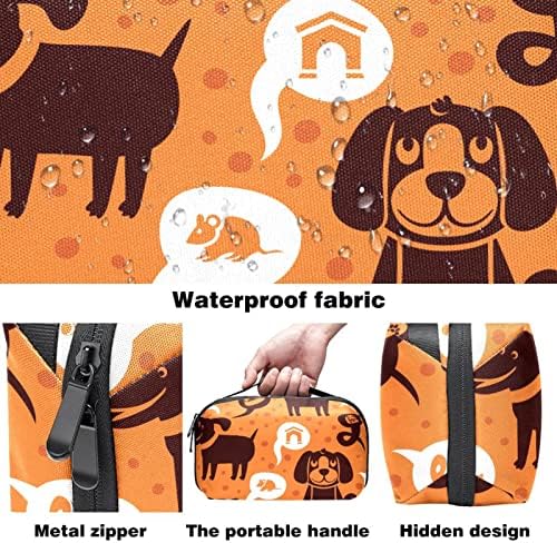 Organizador eletrônico, bolsa de cosméticos, organizador de viagens eletrônicas, bolsa de tecnologia, abstrato de alimento para cães em aquarela padrão laranja