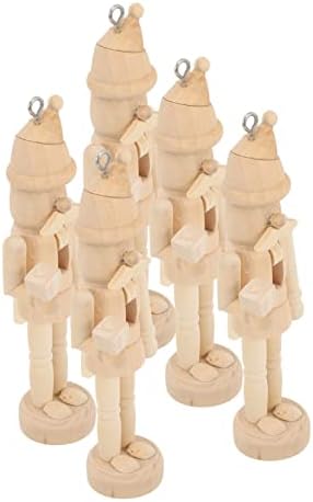 Aboofan 5pcs quebra -nozes mini bonecas de bebê decoração amadeirada decoração de estátua decreto de noz -racha de nozes miniaturas de nozes de nozes inacabadas de nozes inacabados