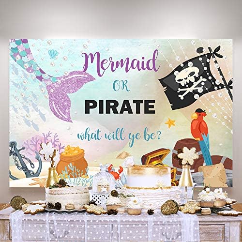 Ticuenicoa 5 × 3ft sereia ou pano de panorma submarino o que você será decoração de banner de festas verão oceano chá de chá de bebê pirata pirate
