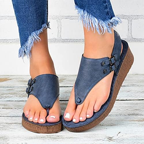 Sandálias planas para mulheres confortáveis ​​vasos v chinelos sandálias sandálias de cunha V sandália