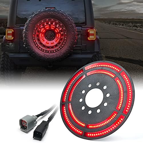 XPRITE 14 Luz de freio de pneu sobressalente compatível com 2007-2018 Jeep Wrangler JK, Plug & Play, 3ª Luzes traseiras
