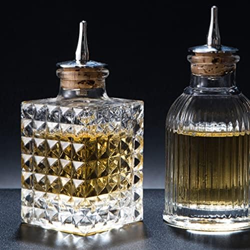 Upkoch mini geladeira bitters pequenos frascos de vidro garrafa de vidro garrafa de traço de vidro com uma ferramenta de barra de garrafa de vidro decorativa de trapa
