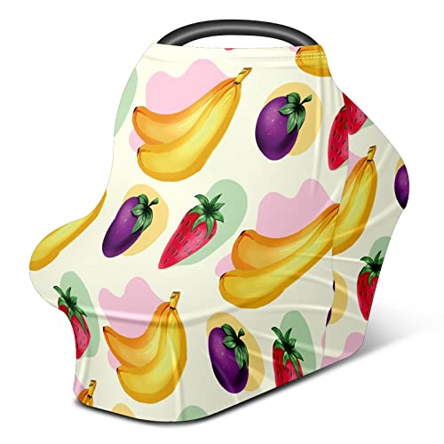 Tampa de assento de carro para bebês frutas frescas de bananeira de morango de morango Cobertura de enfermagem Tampa de carrinho