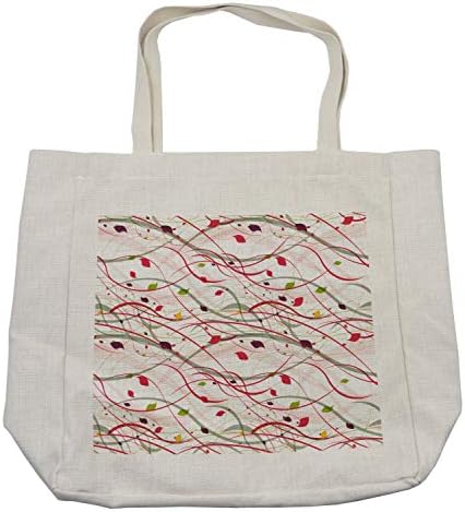 Bolsa de compras modernas de arte de Ambesonne, linhas bizarras de cachos como galhos de árvores com folhas abstrata