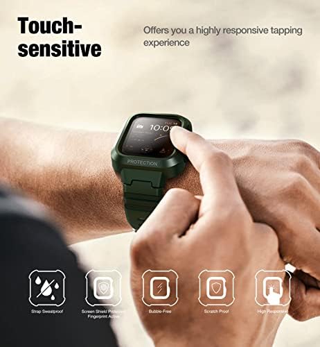 Dexnor for Apple Watch Case com banda 38mm 40mm 42mm 44mm para a série Apple Watch Se/6/5/4/3/2/1, Iwatch Protetive Case com protetor de tela e cinta de silicone macio