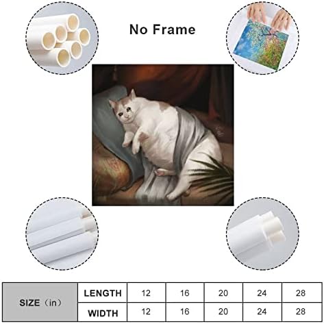 Pôsteres de pôster engraçado gato chorando em renascença pôster impressão de impressão para decoração de quarto da sala de estar 16x16inch