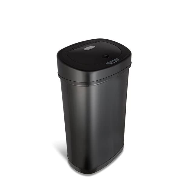 Sensor de movimento Iuhjnwe lata de lixo de cozinha, aço inoxidável resistente a impressão digital, adequada para cozinha, escritório ou áreas comuns, 13,2 gal, preto fosco