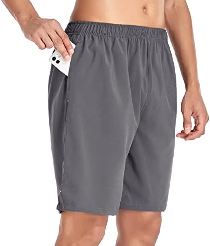 Shorts masculinos de Selovzz shorts leves de corrida rápida seca com bolsos com zíper para academia, treino, caminhada