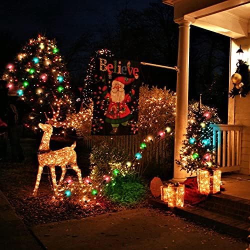 Luzes de cordas LED C7, luzes multicoloras limpas de 25 pés com 27 lâmpadas LED coloridas, luzes de cordas externas para o jardim pátio do pátio Cafe de Natal decoração de festas de Natal, fio verde