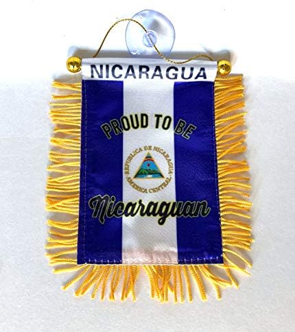 Bandeira da Nicarágua Bandeira Nicaraguan Bandeiras para carros Acessórios Decalques de adesivos Espelho retrovisor Mini Banner Acessório de qualidade Inteiror para homens mulheres unissex bandera de nicarágua bastões para vidro rápido e fácil