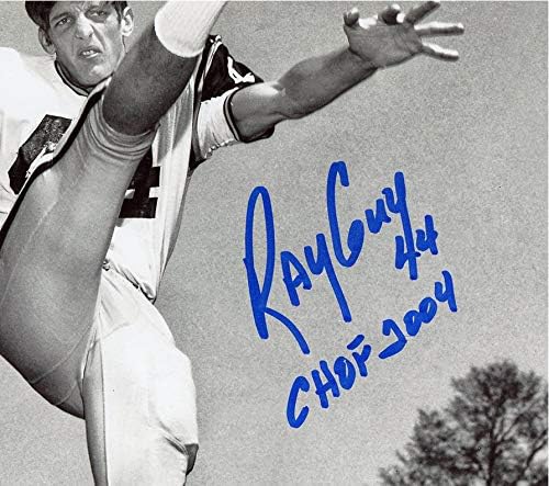 Ray Guy autografou/assinado Southern Miss Golden Eagles sem moldura 8x10 B&W NCAA foto com inscrição Chof 2004