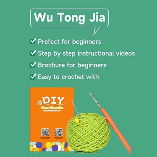 Wu Tong Jia Crochet para iniciantes, kit 4 PCS Kit de crochê de cactos para iniciantes, pacote de partida para adultos com instrução passo a passo e tutoriais em vídeo
