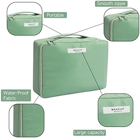 Bolsa de maquiagem de viagem Ymqahwy （Verde claro, bolsa de cosméticos, bolsas portáteis à prova d'água